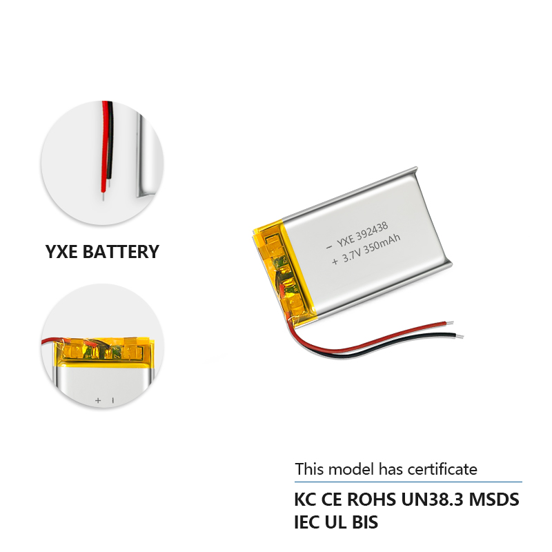 3.7 V Li-ion Battery 392438-350mah